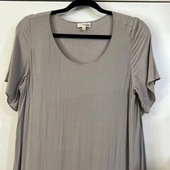 WILFRED FREE by ARITZIA Teigen Mini Shirt Dress in Lune L Taupe Gray Gauzy - Picture 3 of 10